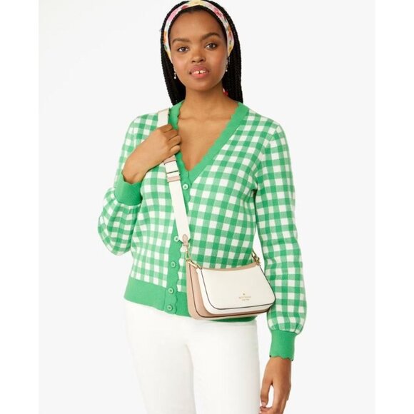 Kate Spade Womens Duet Hazelnut Ivory Saffiano Leather Small Crossbody New - Picture 3 of 12